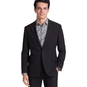 Tallia Mens Classic fit Suit Jacket Blazer Black Solid Stretch